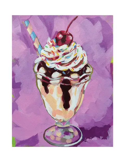 An ice cream sundae with chocolate sauce and a cherry in a tall glass.