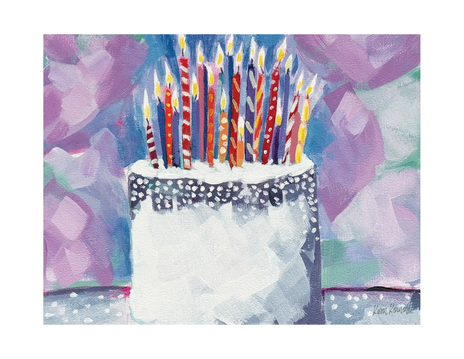 Unframed 11x14 signed acrylic painting titled Birthday Cake by Karen.