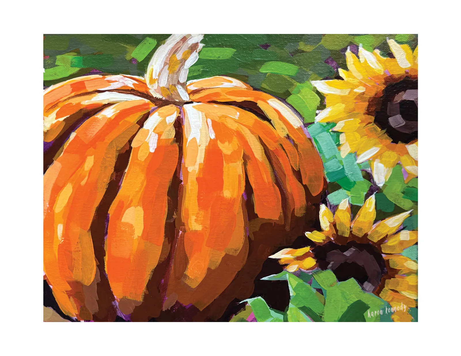 Unframed 11x14 signed acrylic painting titled Pumpkin by Karen.