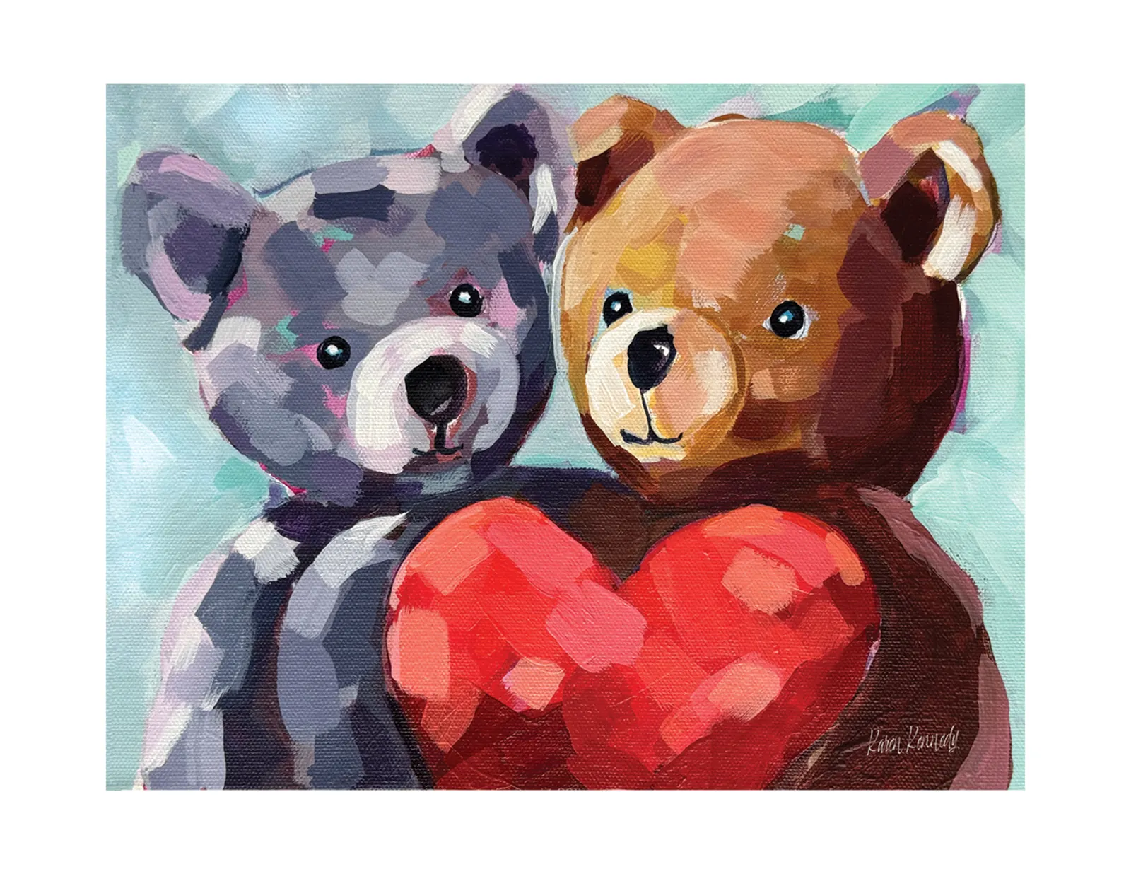 Unframed 11x14 signed acrylic painting titled Teddy Bears by Karen.