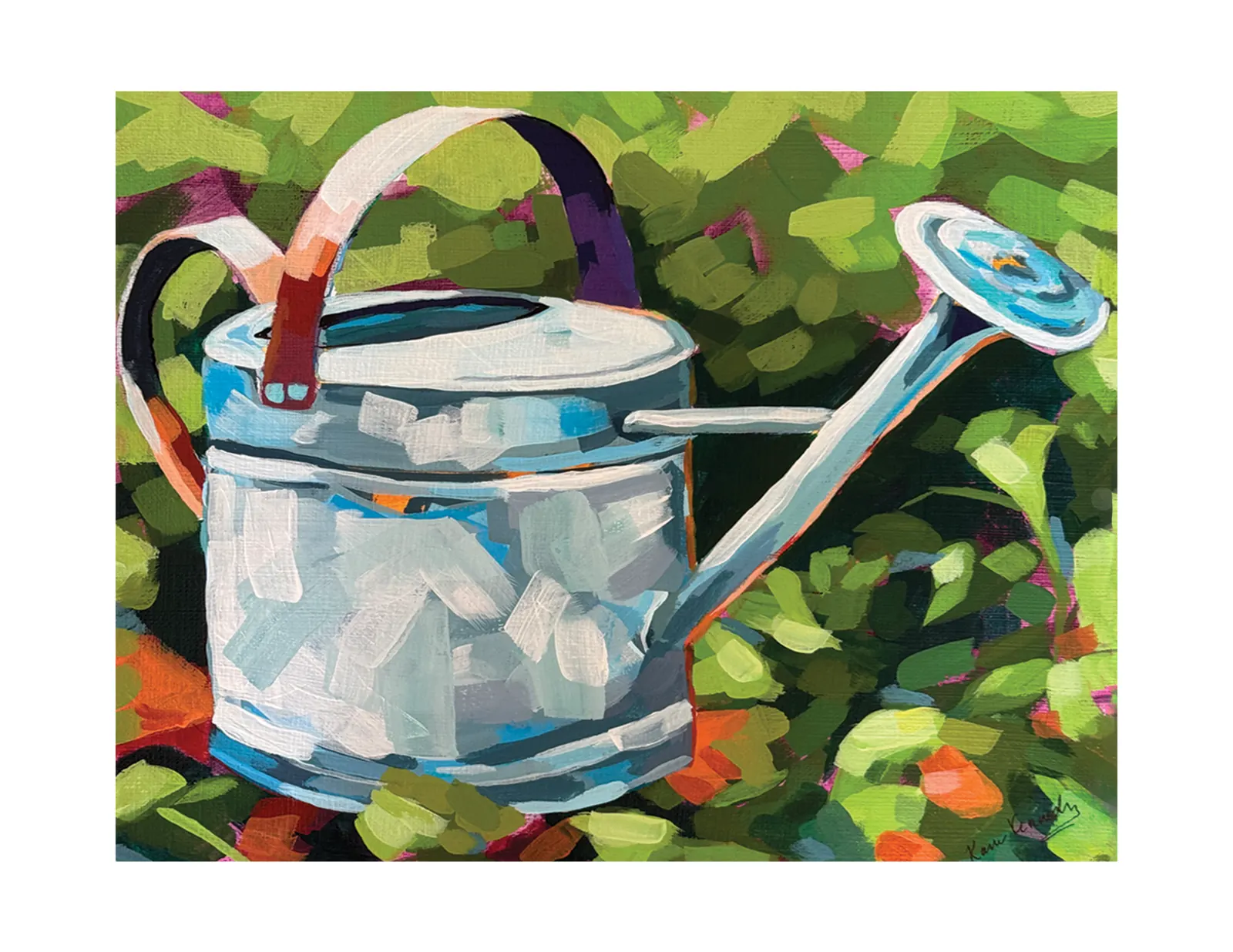 Unframed 11x14 signed acrylic painting titled Water Can by Karen.